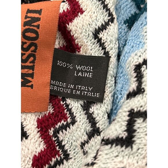 Missoni Black Multi Color Chevron Scarf 100% Wool One Size - Picture 5 of 5